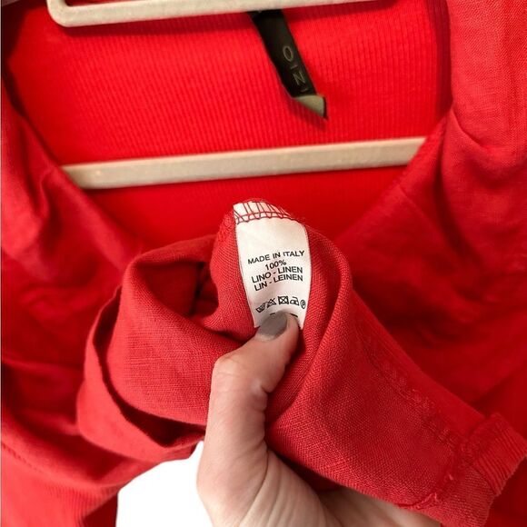 Oizini Italy Red Linen Blazer Style Long Sleeve Lightweight Top - Picture 7 of 7